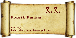 Kocsik Karina névjegykártya